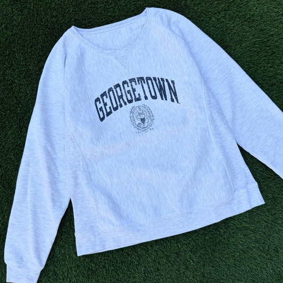 Champion Georgetown University Women's Sweatshirt Pullover Grey/Navy Size L/M - Picture 3 of 6